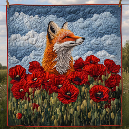 Fox In Red Poppy Flowers LT2109008CL Quilt
