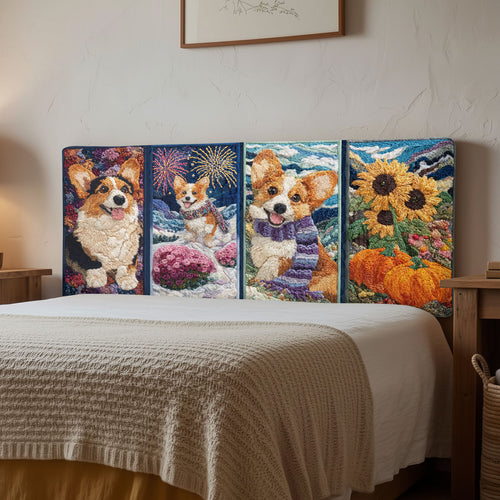 Corgi Friends CW0501004CL Quilted Headboard Slipcover
