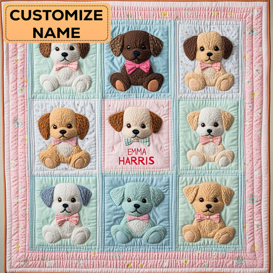 Puppy Hug CW2607047CL Personalized Baby Quilt