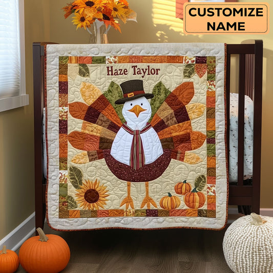 Autumn Turkey Hug WN3107002CL Personalized Baby Quilt