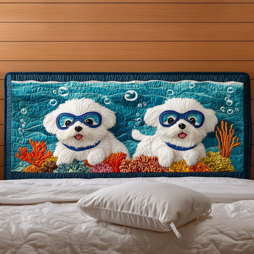 Paws Under the Sea KL3012023CL Quilted Headboard Slipcover