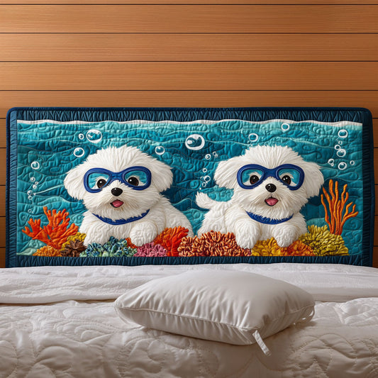 Paws Under the Sea KL3012023CL Quilted Headboard Slipcover