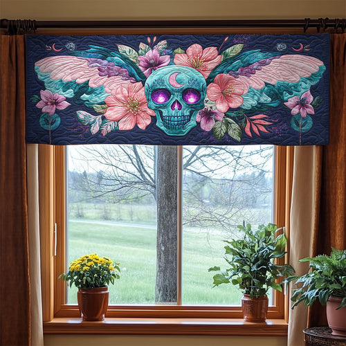 Floral Skull WX2205026CL Quilted Valance