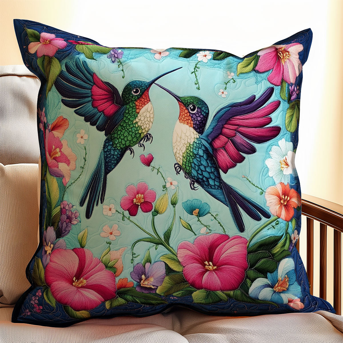 Couple Hummingbird WX2401065CL Quilt Pillow Case