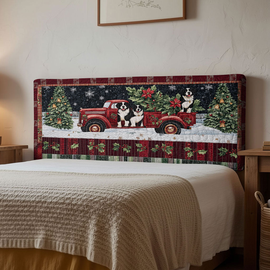 Bernese Mountain Dog Winter Pals WN1312012CL Quilted Headboard Slipcover