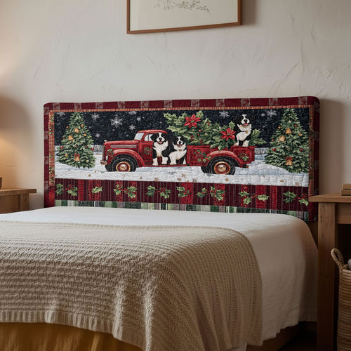 Bernese Mountain Dog Winter Pals WN1312012CL Quilted Headboard Slipcover