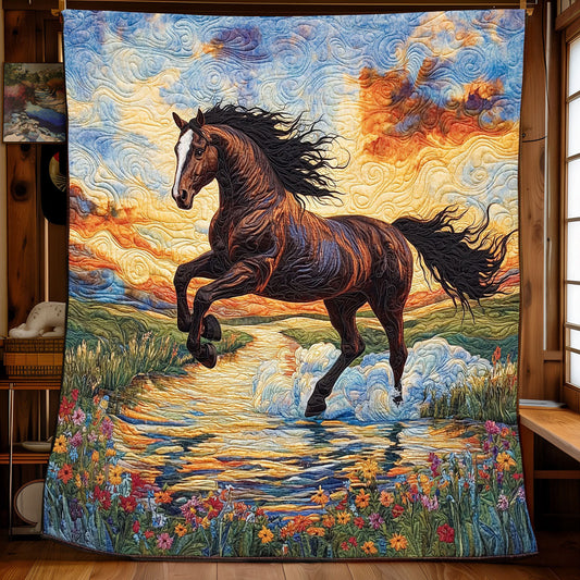 Blissful Running Horse WP2003009CL Quilt