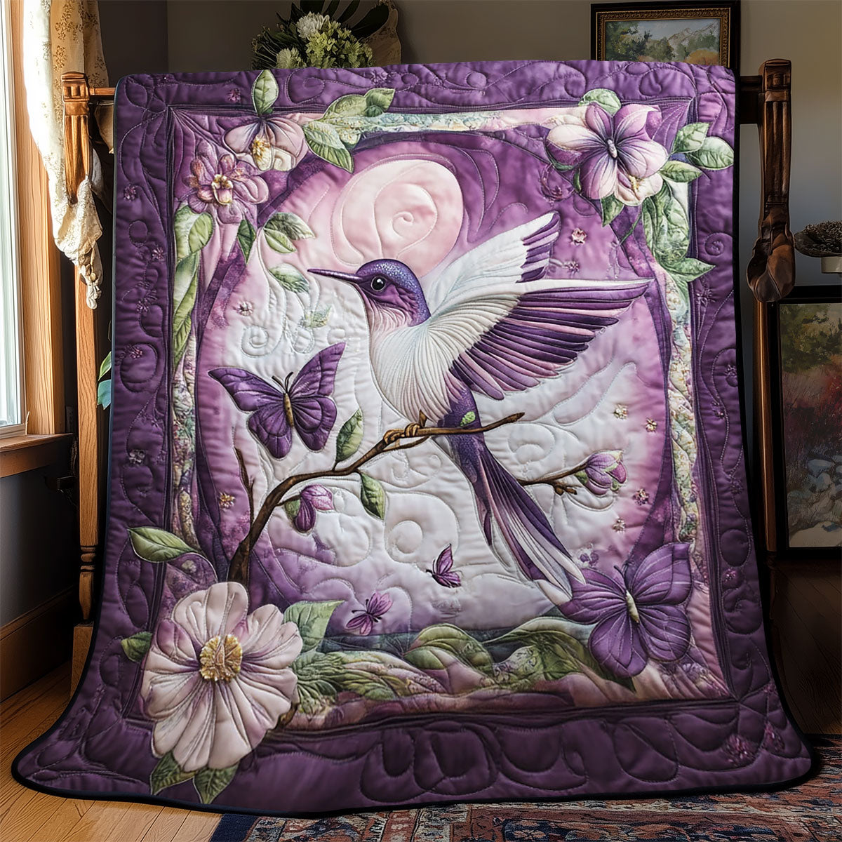 Purple Hummingbird WJ1601020CL Quilt