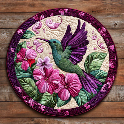Purple Hibiscus Bloom WY0108093CL Quilted Round Mat