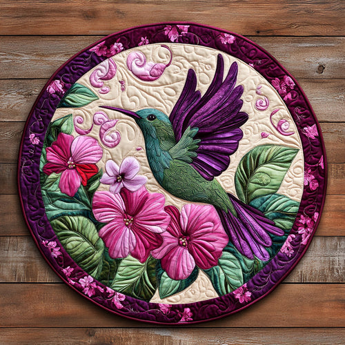 Purple Hibiscus Bloom WY0108093CL Quilted Round Mat