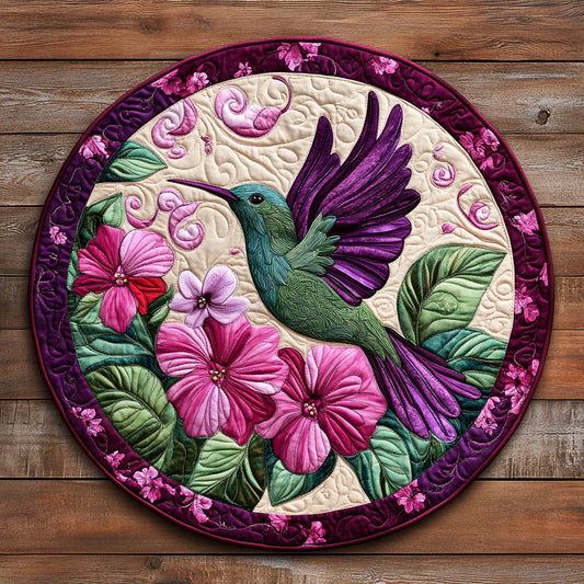Purple Hibiscus Bloom WY0108093CL Quilted Round Mat