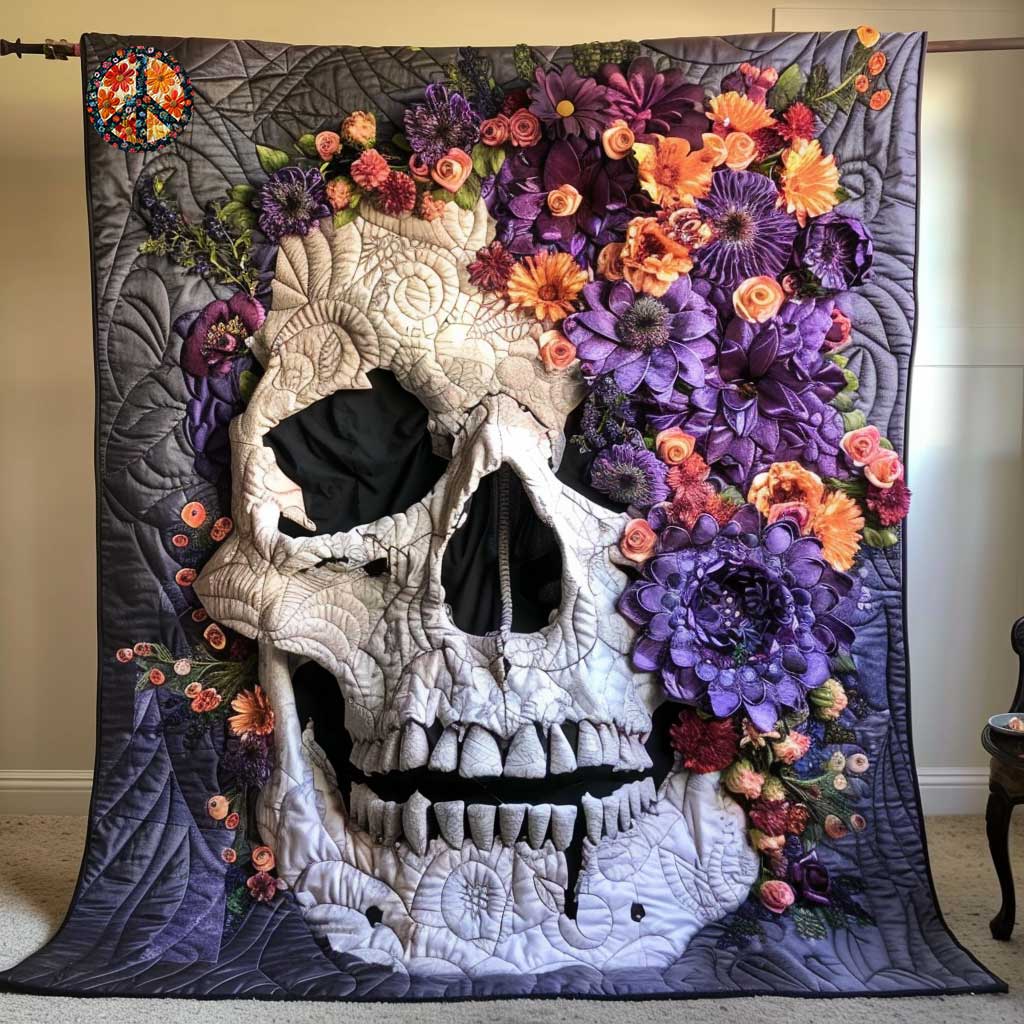 Skull Flower Power WN2110077CL Quilt