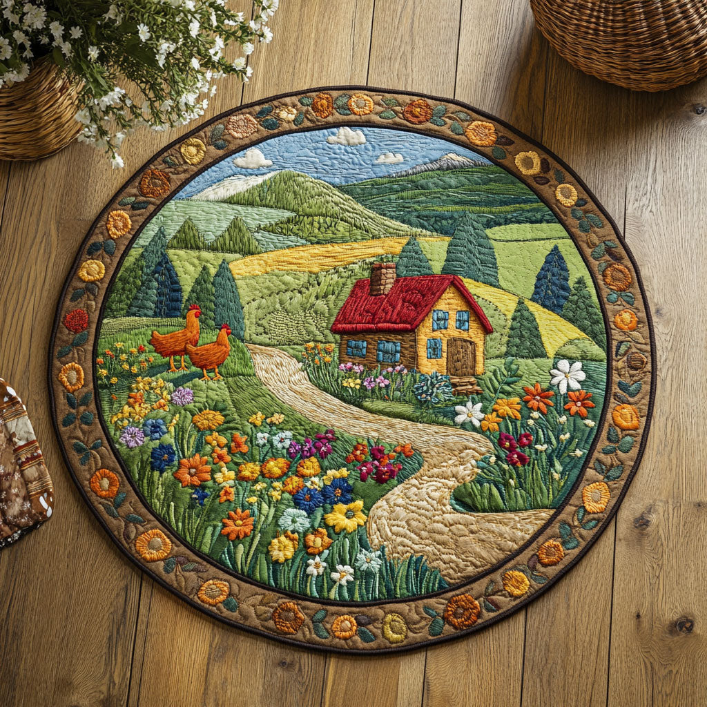 Peaceful Farm WY2805036CL Quilted Round Mat