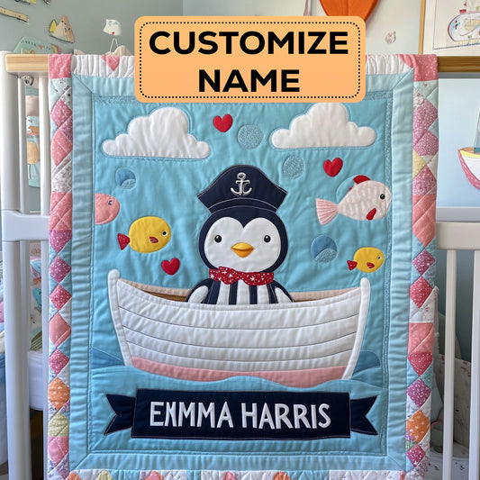 Happy Penguin Hug CW1807012CL Personalized Baby Quilt