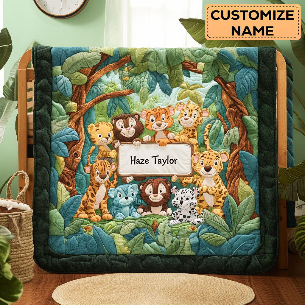Safari Sweethearts WN2507067CL Personalized Baby Quilt
