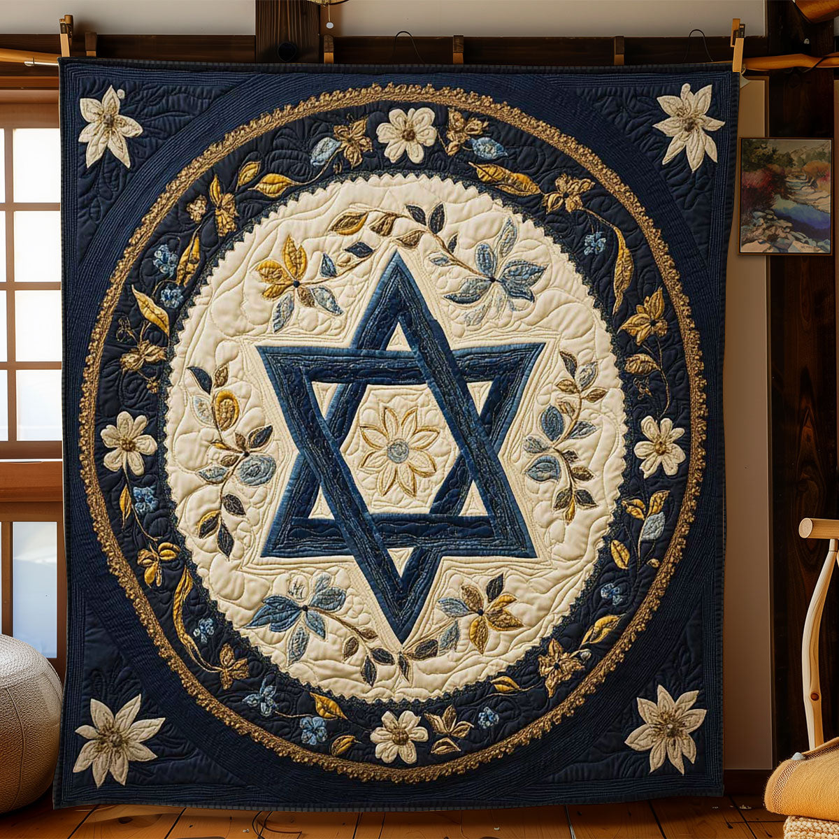 Golden Jewish Star WN2203041CL Quilt