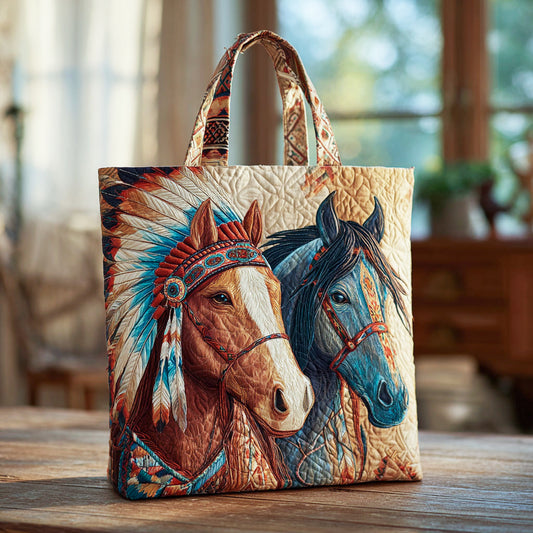 Native American Horse CW0801010CL Quilted Tote Bag