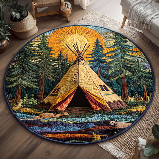 Tepee In The Forest WJ0104027CL Quilted Round Mat