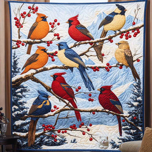 Christmas Cardinal Family WP0212006CL Quilt