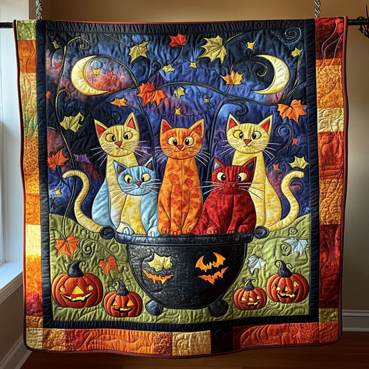 Colorful Halloween Cats WY2008002CL Quilt
