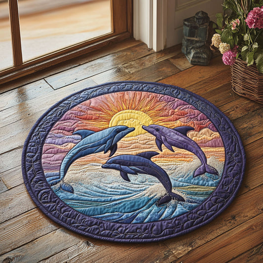 Herd Of Dolphins CQ0306041CL Quilted Round Mat