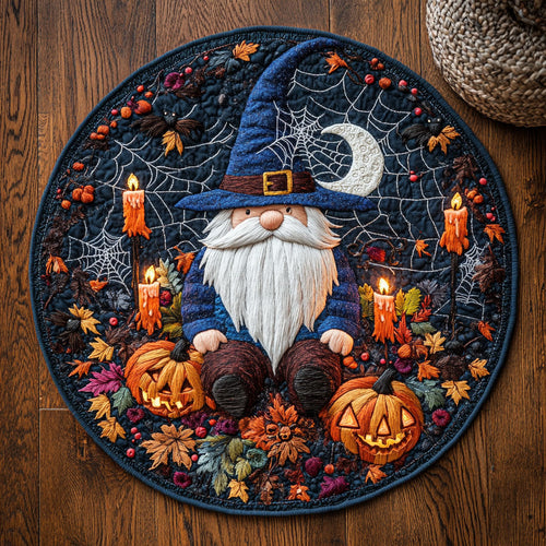 Pumpkin King Gnome WY0508070CL Quilted Round Mat