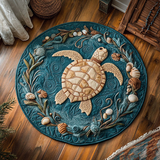 Seaweed Wreath Of Turtle WY2805040CL Quilted Round Mat