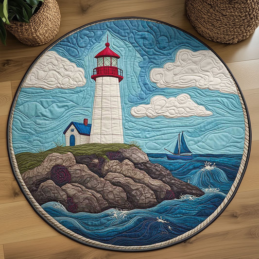 Rocky Shore Lighthouse WN2503152CL Quilted Round Mat