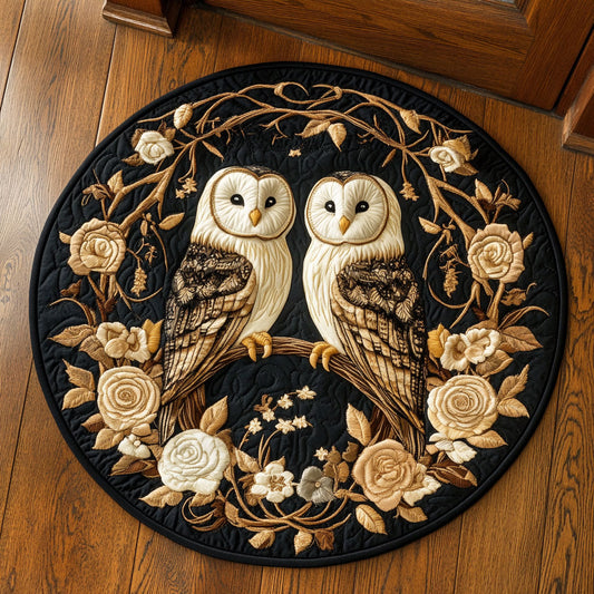 Barn Owl Golden Flight WU2003094CL Quilted Round Mat