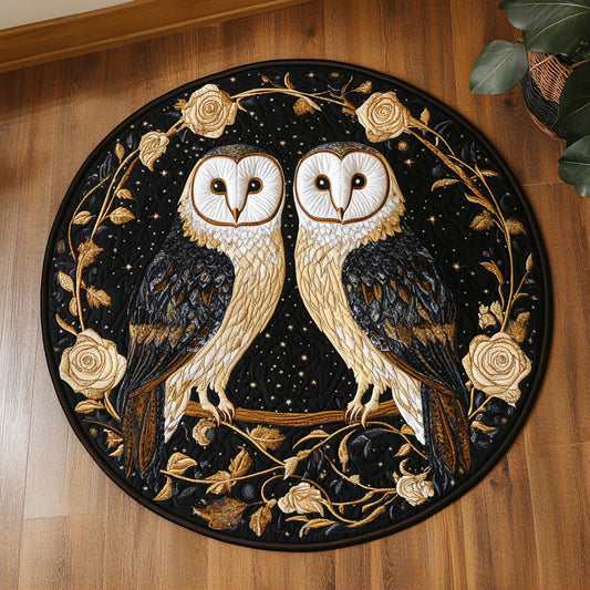 Barn Owl Golden Flight WU2003095CL Quilted Round Mat