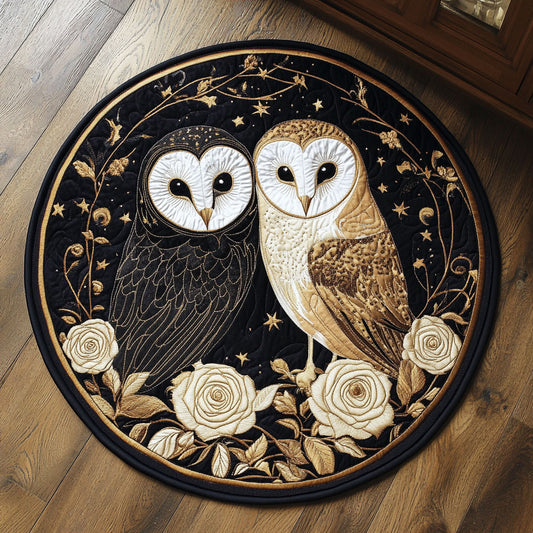 Barn Owl Golden Flight WU2003096CL Quilted Round Mat