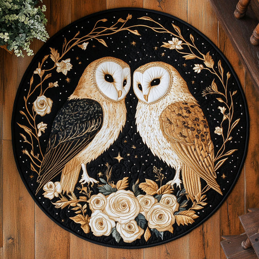 Barn Owl Golden Nocturne WU2003091CL Quilted Round Mat