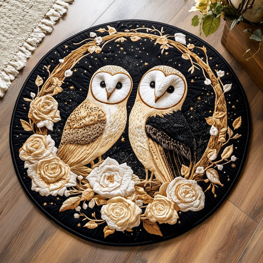 Barn Owl Golden Nocturne WU2003092CL Quilted Round Mat
