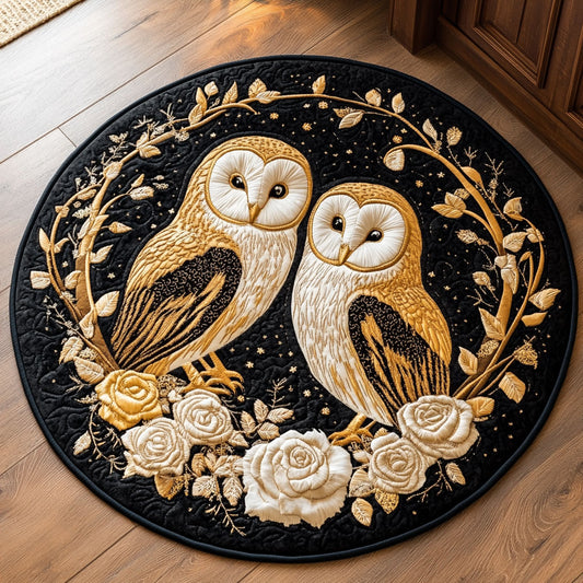 Barn Owl Golden Nocturne WU2003093CL Quilted Round Mat