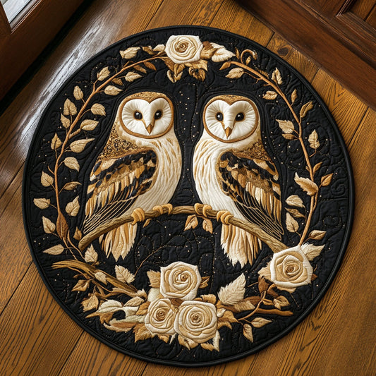 Barn Owl Midnight Gaze WU2003088CL Quilted Round Mat