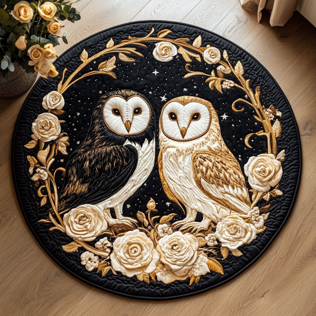 Barn Owl Midnight Gaze WU2003090CL Quilted Round Mat