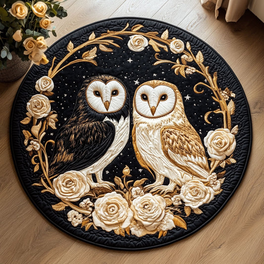 Barn Owl Midnight Gaze WU2003090CL Quilted Round Mat