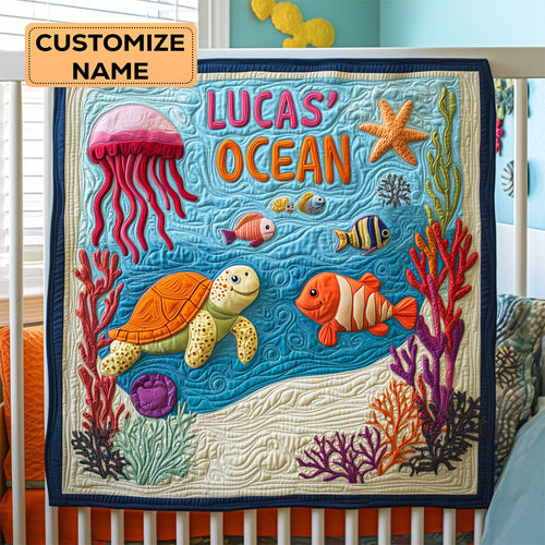 Ocean Friends WJ2507010CL Personalized Baby Quilt