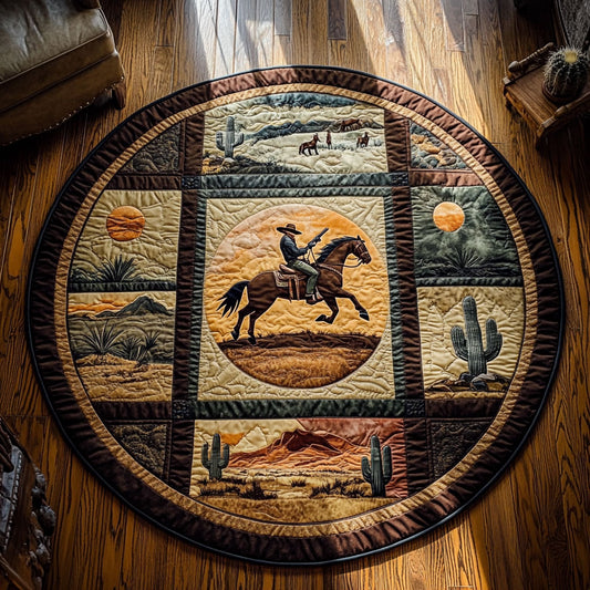 Western Adventure WY2008091CL Quilted Round Mat