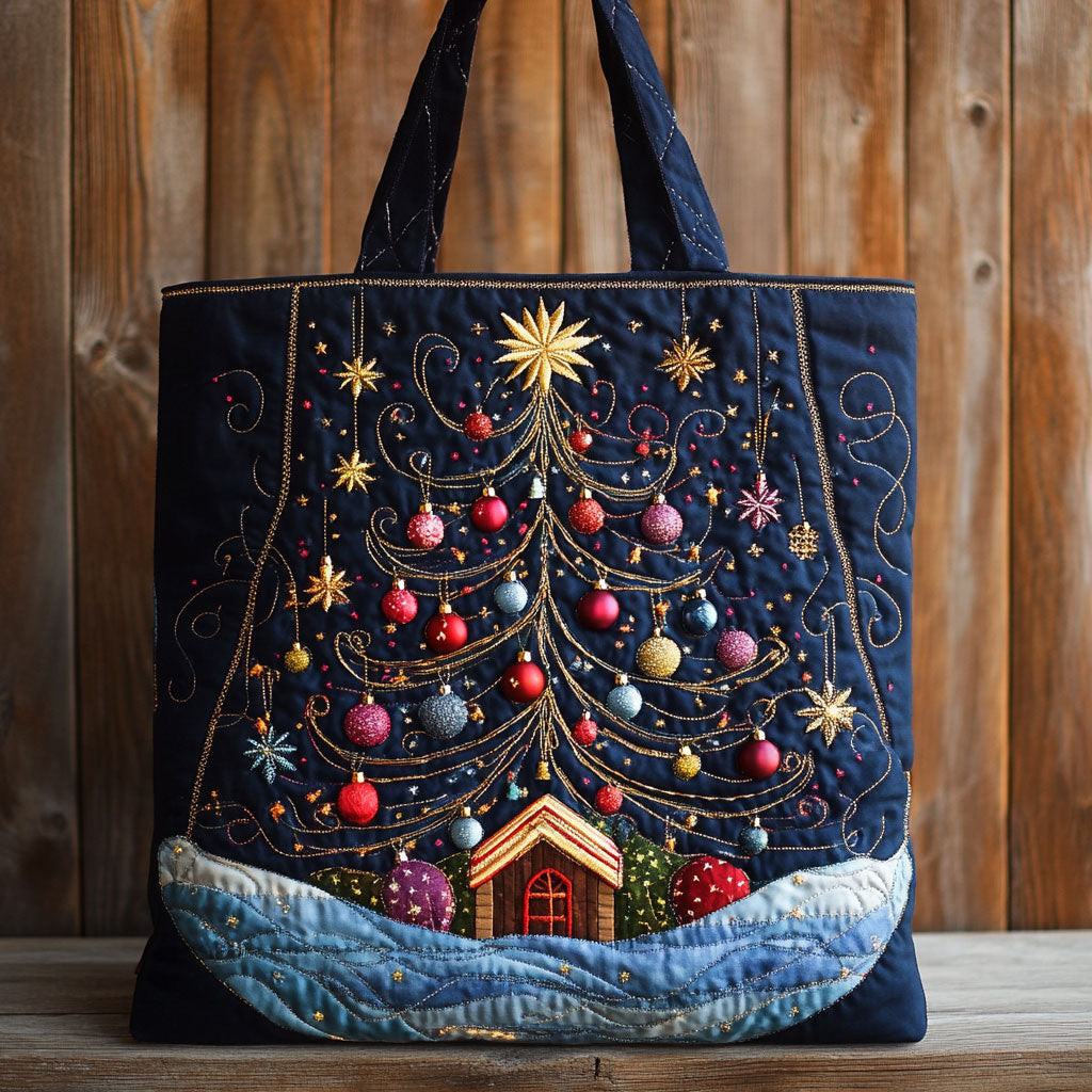 Festive Night Tree CW1211055CL Quilted Tote Bag