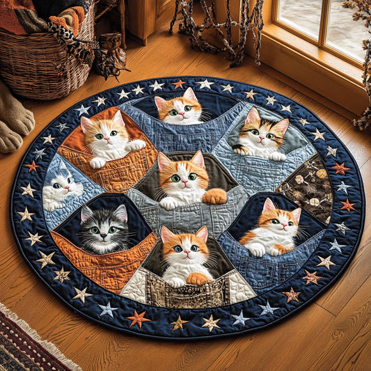Pockets Full Of Kittens WY0608026CL Quilted Round Mat