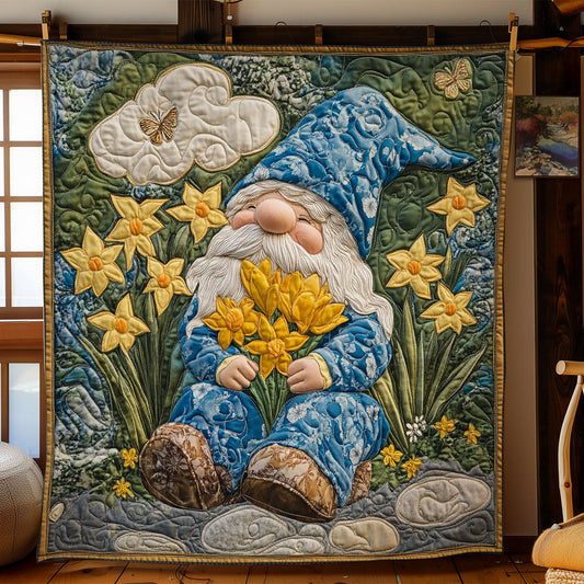 Blue Gnome In Garden WY1302022CL Quilt