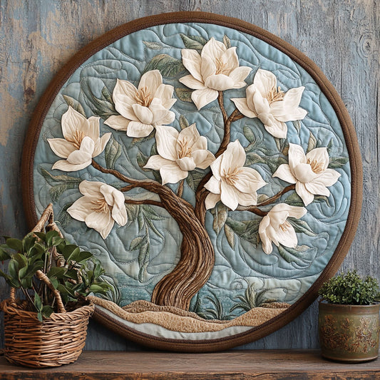 Magnolia Flower CM2403015CL Quilted Round Mat