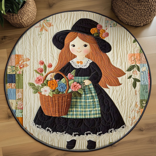 Vintage Rose Girl WJ3107047CL Quilted Round Mat