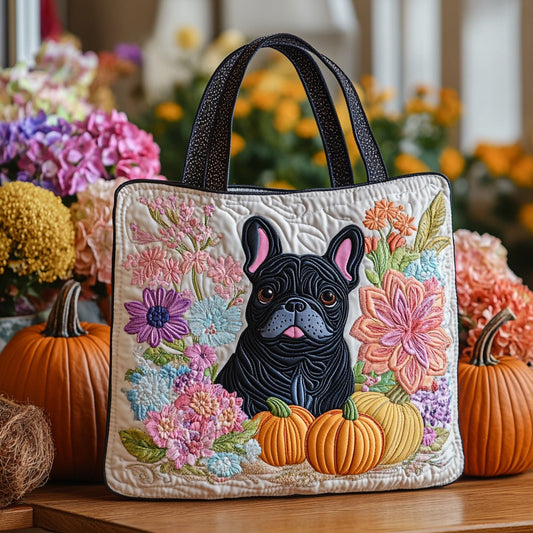 Black French Bulldog XR2209024CL Quilted Tote Bag
