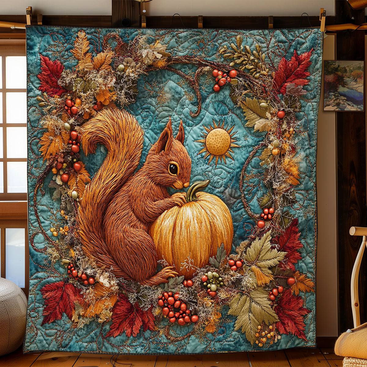 Squirrel Among The Leaves WN2605032CL Quilt