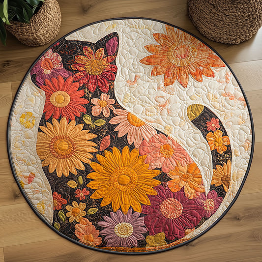 Flower Cat WJ2503033CL Quilted Round Mat