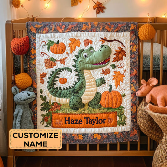 Leafy Alligator WY3007019CL Personalized Baby Quilt