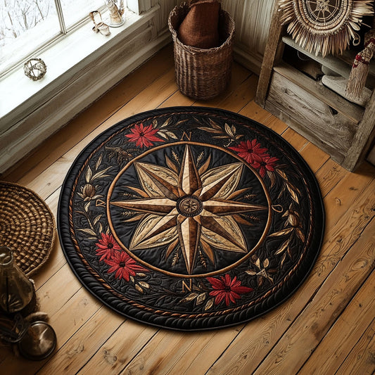 Compass Rose WY3006039CL Quilted Round Mat