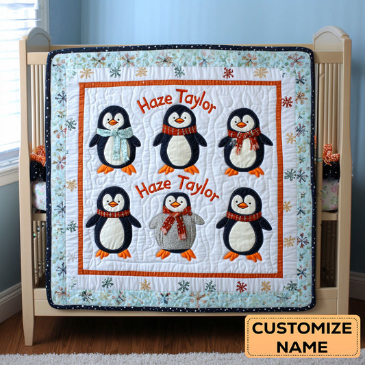Penguin Peek WN2807111CL Personalized Baby Quilt